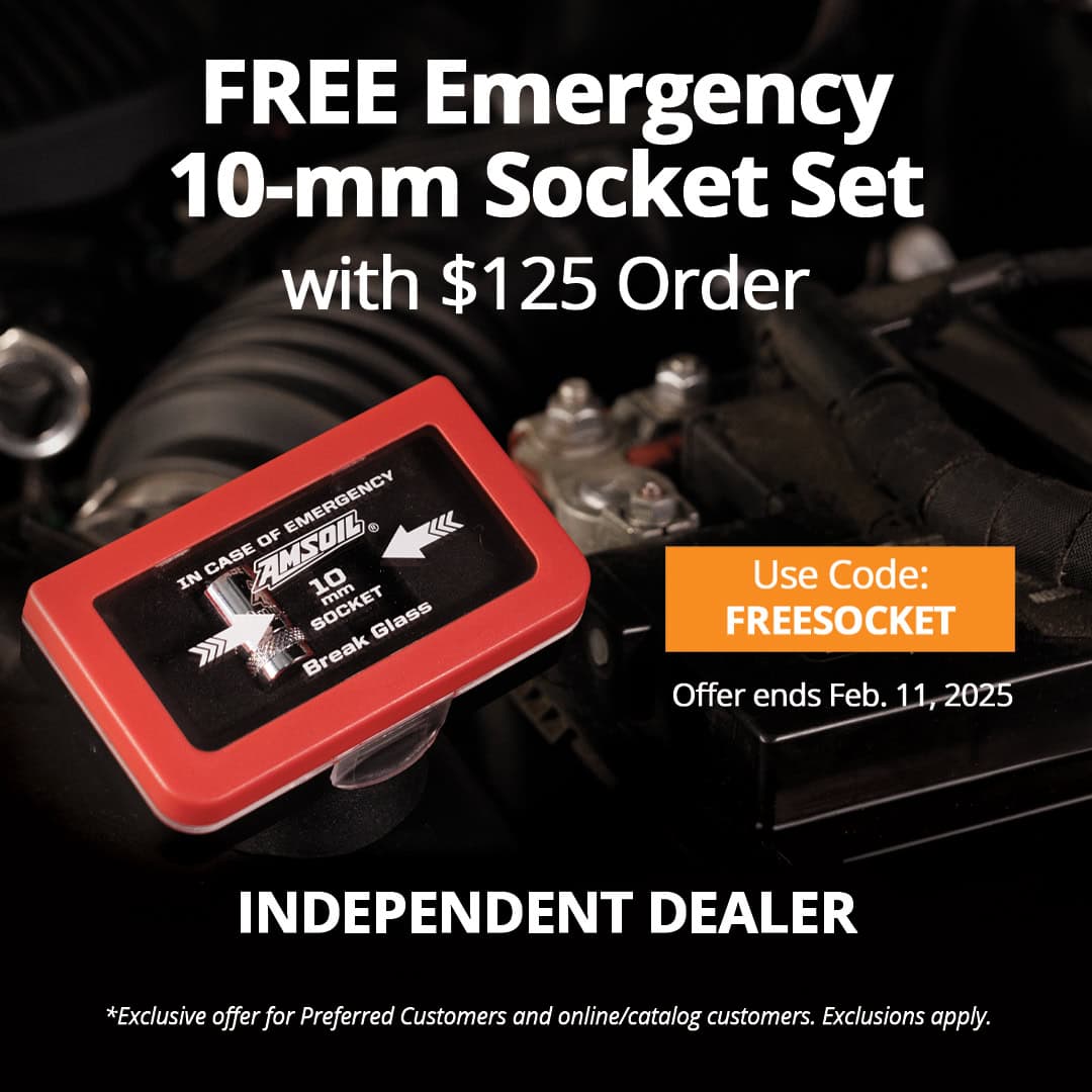Free 10-mm emergency socket set with order of $125 or more Free 10-mm emergency socket set with order of $125 or more