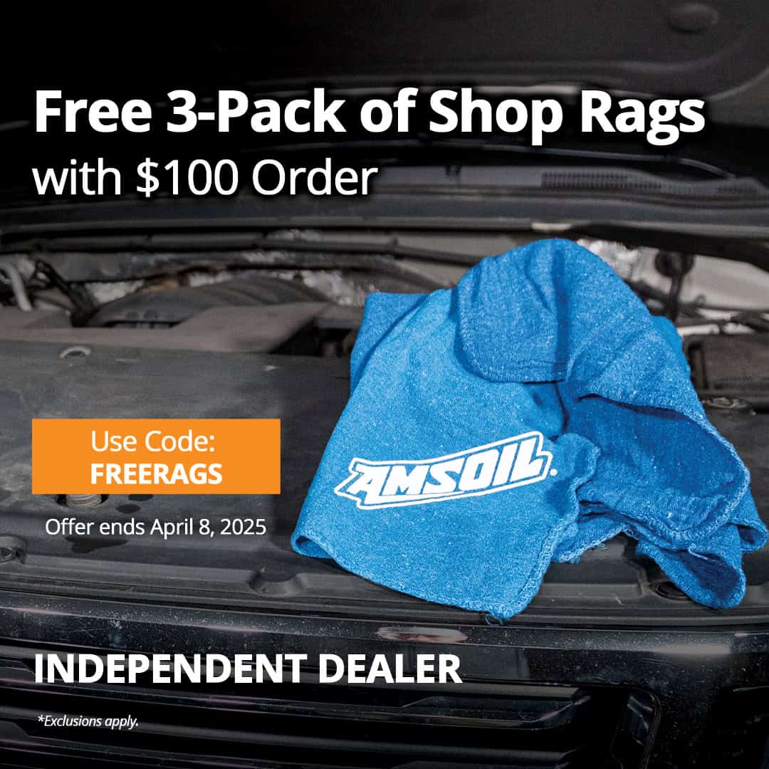 Free three-pack of shop rags with order of $100 or more